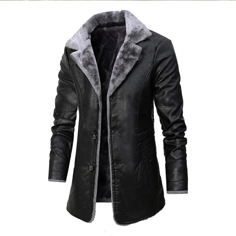 Acogedora chaqueta de piel vegana con interior forrado de lana para hombre | Ideal para todas las estaciones