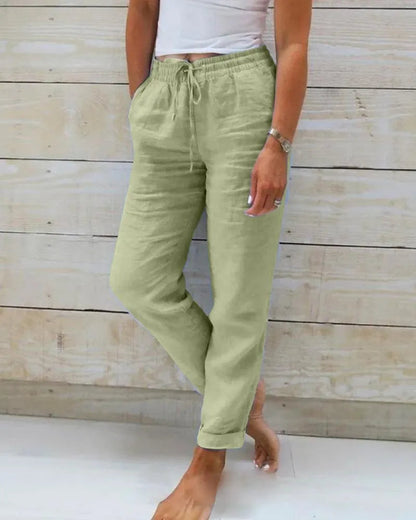 Pantalones de lino para mujer | Estilo relajado | Material transpirable | Ideal para casa y salidas informales