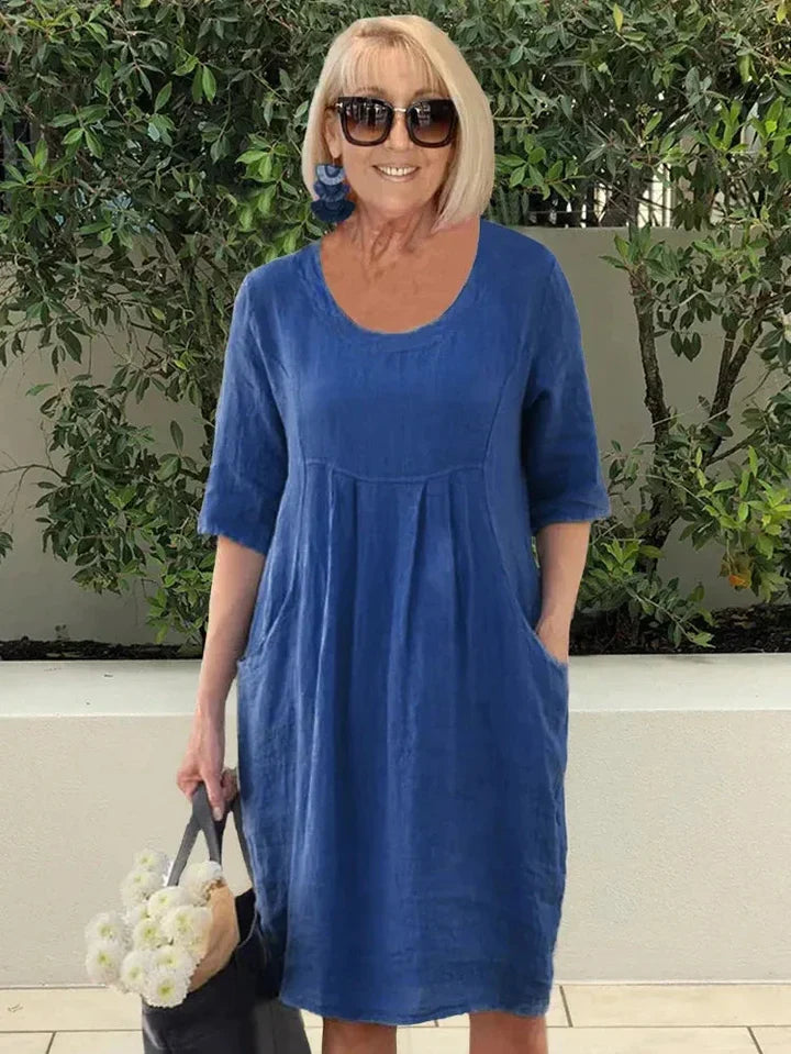 Vestido suelto de algodón con bolsillo