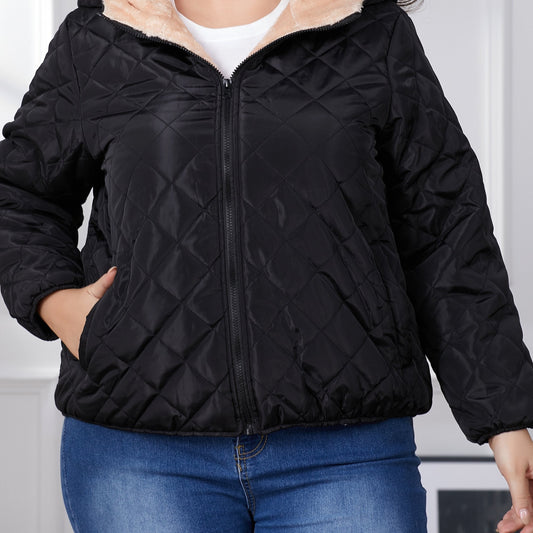 Lara | Chaqueta acolchada con capucha y bloques de color en tallas grandes