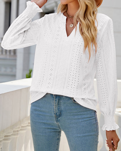 Tindra Blouse | Blusa de manga larga y cuello de pico para mujer