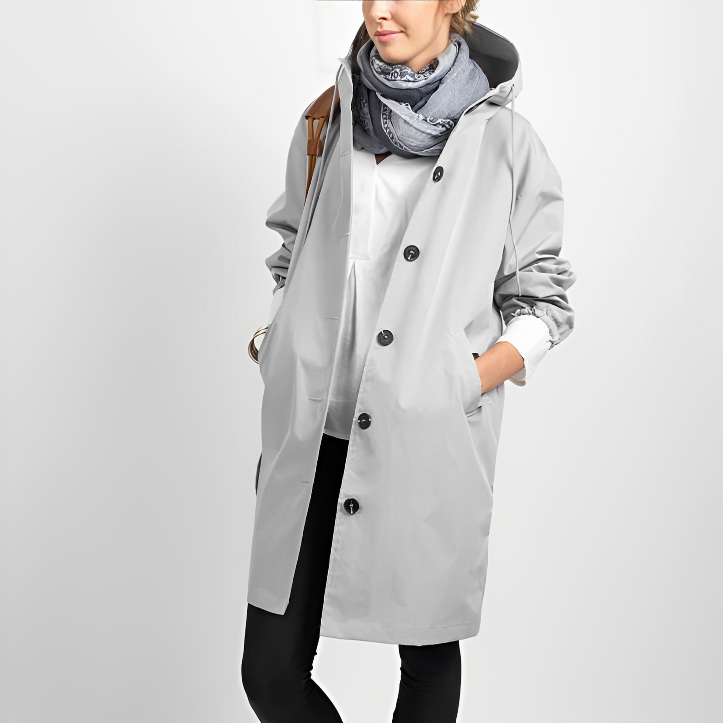 Chubasquero informal con capucha y cordón para mujer | Ideal para otoño/invierno