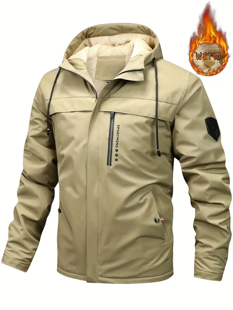 Chaqueta de invierno cálida con forro de piel y bolsillos para hombre | Ideal para el invierno