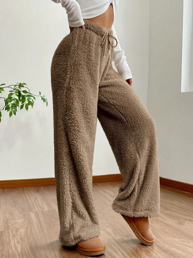 Isadora - Khaki Pantalones de pierna ancha con cordón para mujer