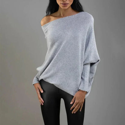 Jersey holgado de mujer con cuello barco