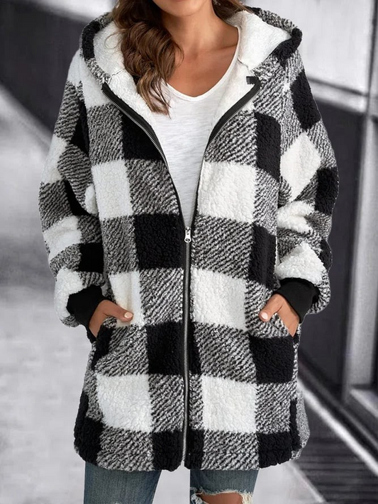 Elisa | Chaqueta Oversized Hoodie Check Loose