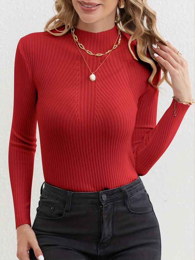 Louise | Jersey acanalado de cuello alto para un estilo relajado