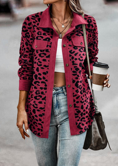 Chaqueta chic de mujer con estampado de leopardo