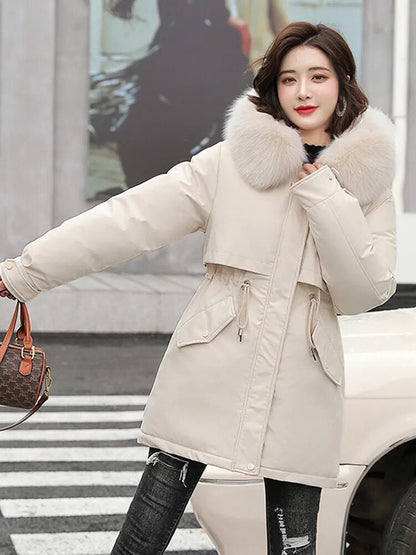 Chaqueta suave con capucha para mujer | Parka acolchada cálida | Abrigo cortaviento para mujer