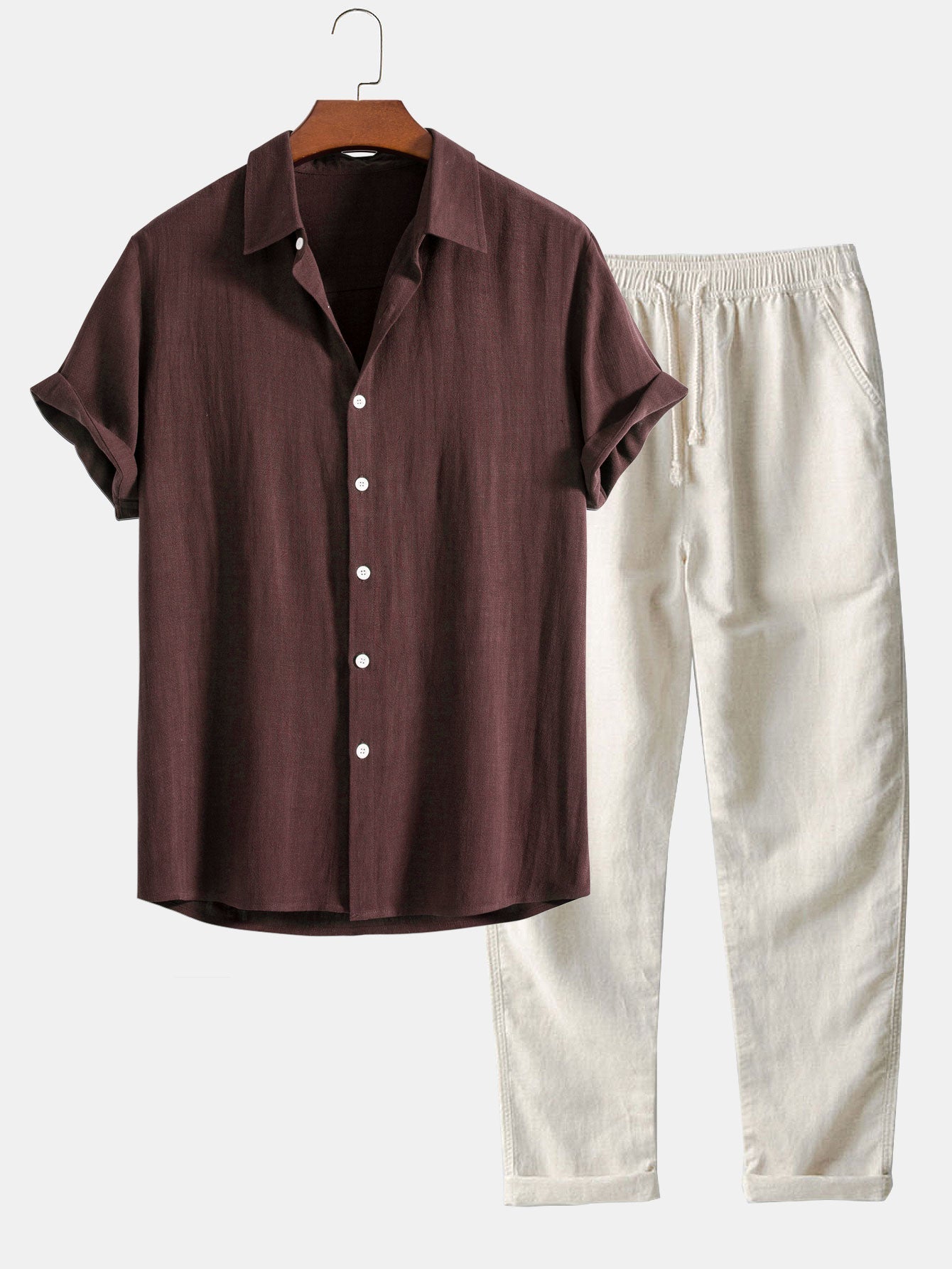 Markie - Conjunto de verano Terno para hombre [Camisa+Pantalón].