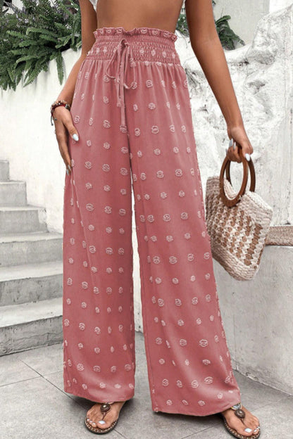 Pantalón jacquard de talle alto y pernera ancha