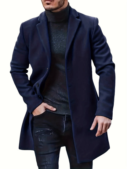 Elegante chaqueta de invierno de largo medio y botonadura sencilla para hombre | Ideal para el invierno