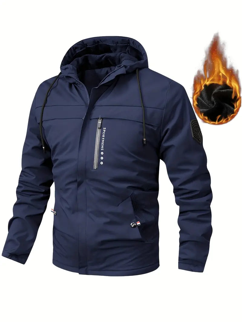 Chaqueta de invierno cálida con forro de piel y bolsillos para hombre | Ideal para el invierno