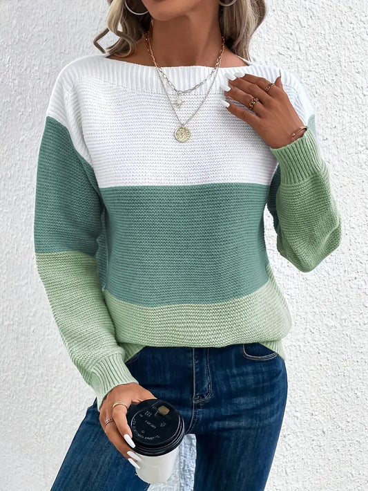 Natalie | jersey de manga larga con bloque de color y escote redondo