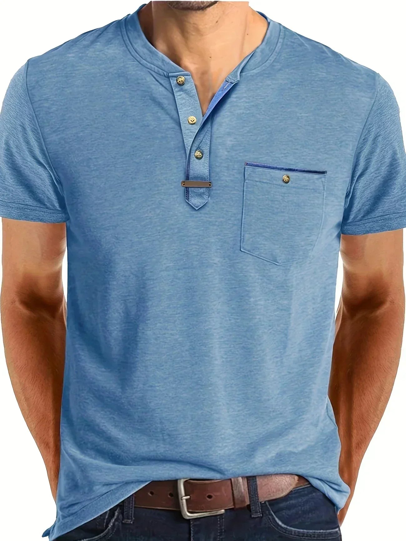 Męska Koszulka Henley Guzikami