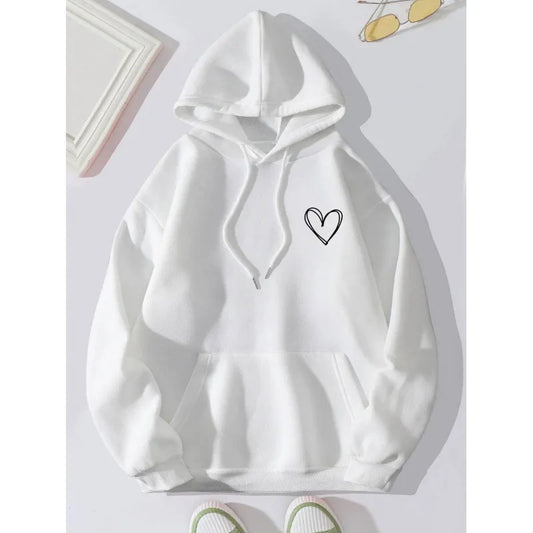 Elisa | Sudadera casual oversize con estampado de corazones en el pecho y bolsillo - ideal para otoño/invierno