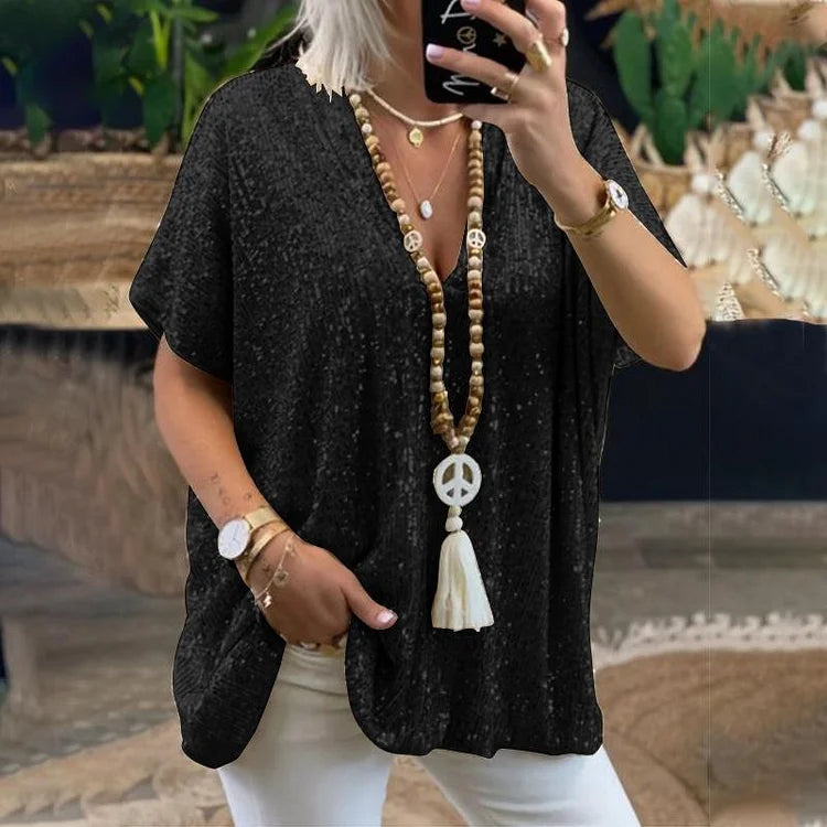 Wendy Bloes | Blusa de lentejuelas con cuello en V