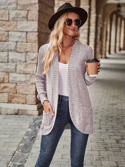 Emilia - Chaleco abierto liso con bolsillos, mujer
