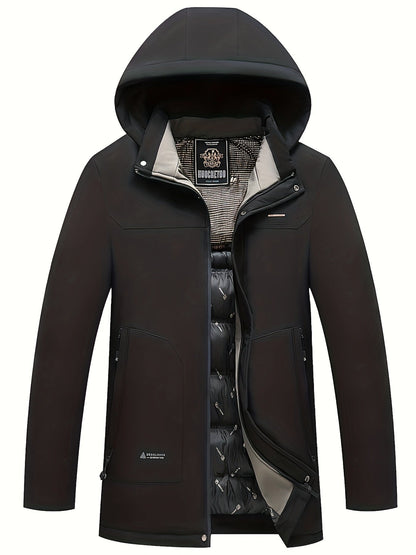 Chaqueta casual de invierno con capucha desmontable para hombre | Ideal para otoño/invierno