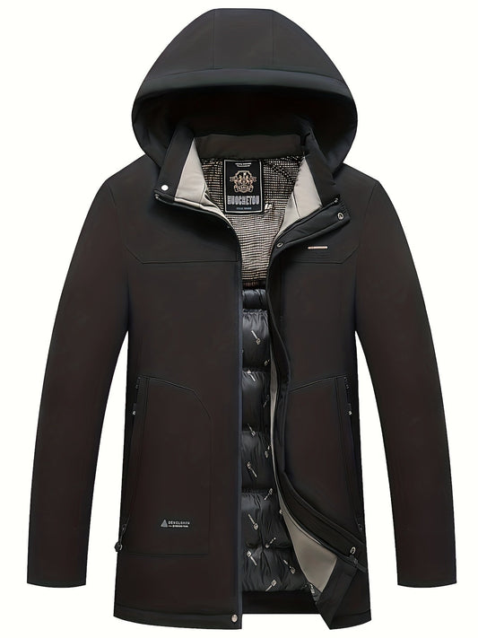 Chaqueta casual de invierno con capucha desmontable para hombre | Ideal para otoño/invierno