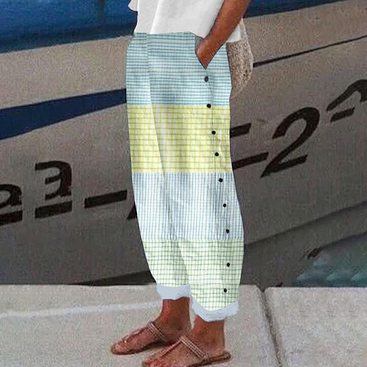 Pantalón azul casual con bolsillos laterales