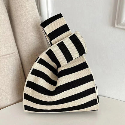Coralie - Elegante bolso de lona a rayas