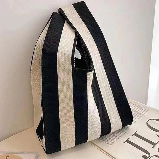 Coralie - Elegante bolso de lona a rayas