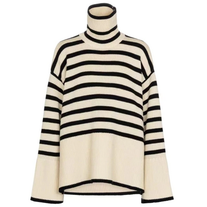 Jersey de cuello alto a rayas para mujer
