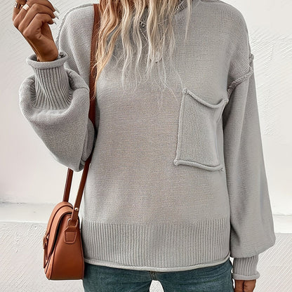 Lea | Jersey casual de manga larga para mujer con costuras y bolsillos
