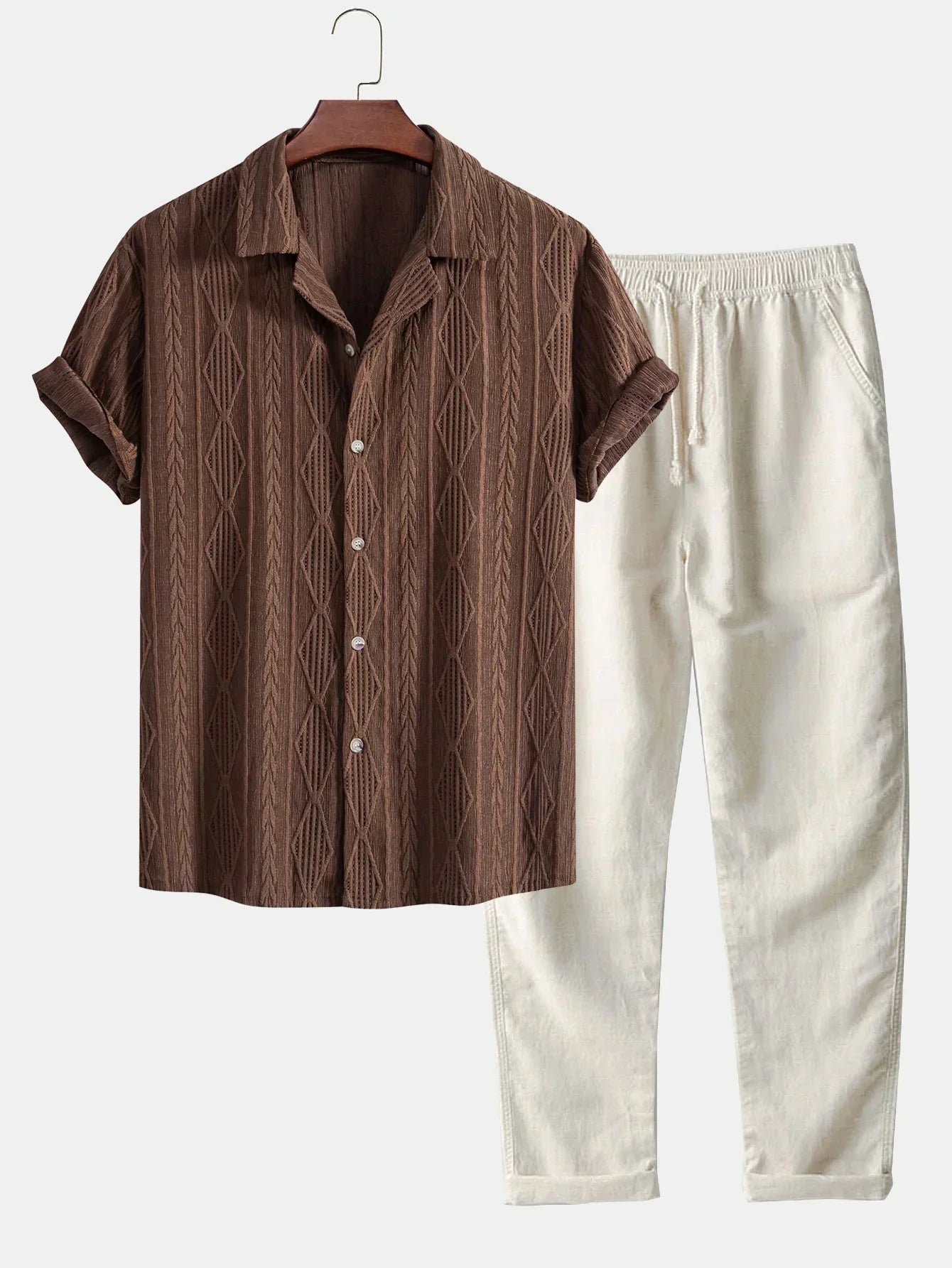 Conjunto de camisa y pantalón de lino para hombre - Lazarus