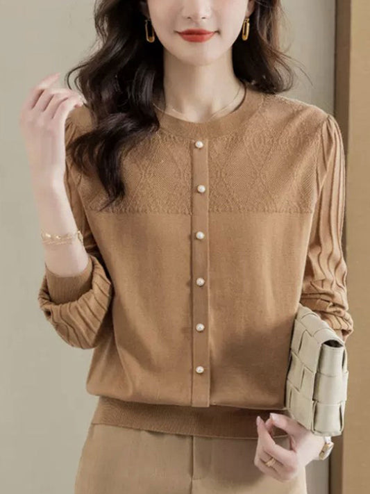 Xivana Blusa | Blusa Manga Larga Cuello Redondo