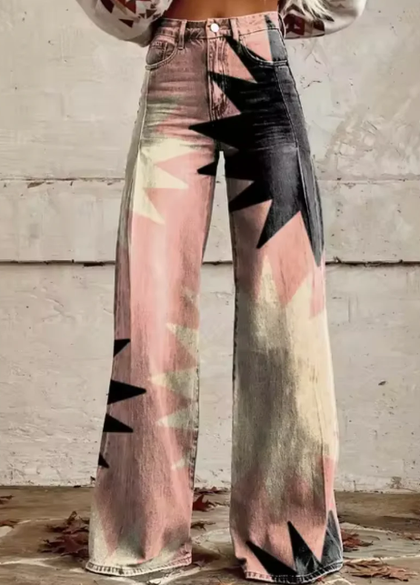 Pantalones anchos con estampado de colores