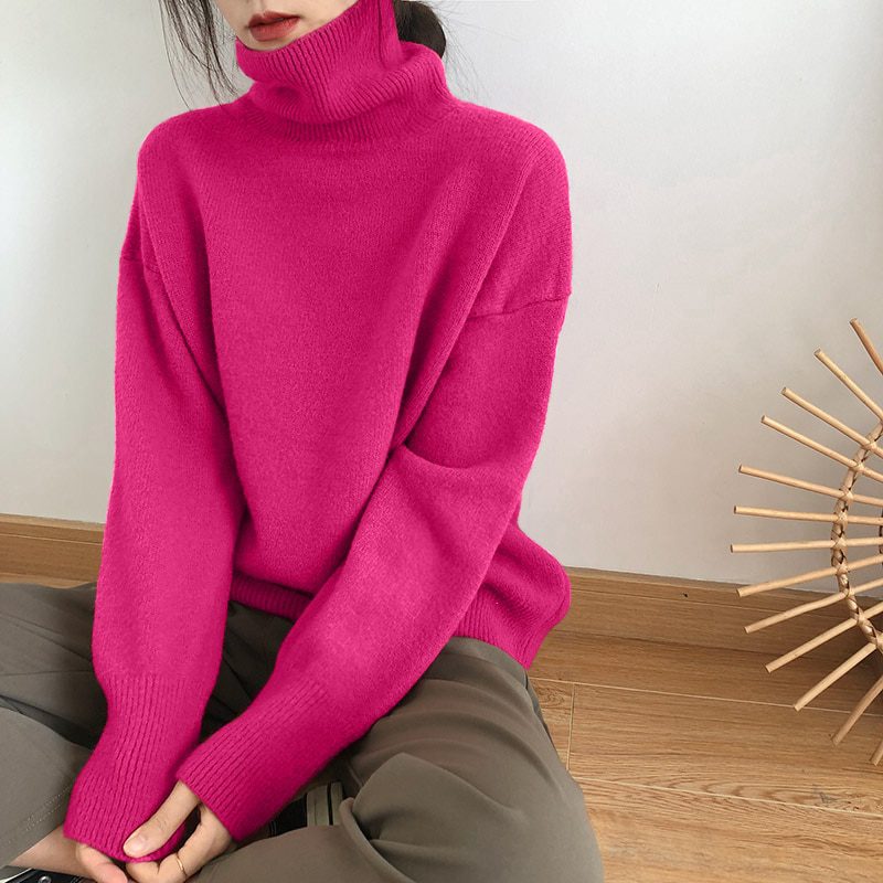 Elegante jersey de punto con cuello alto