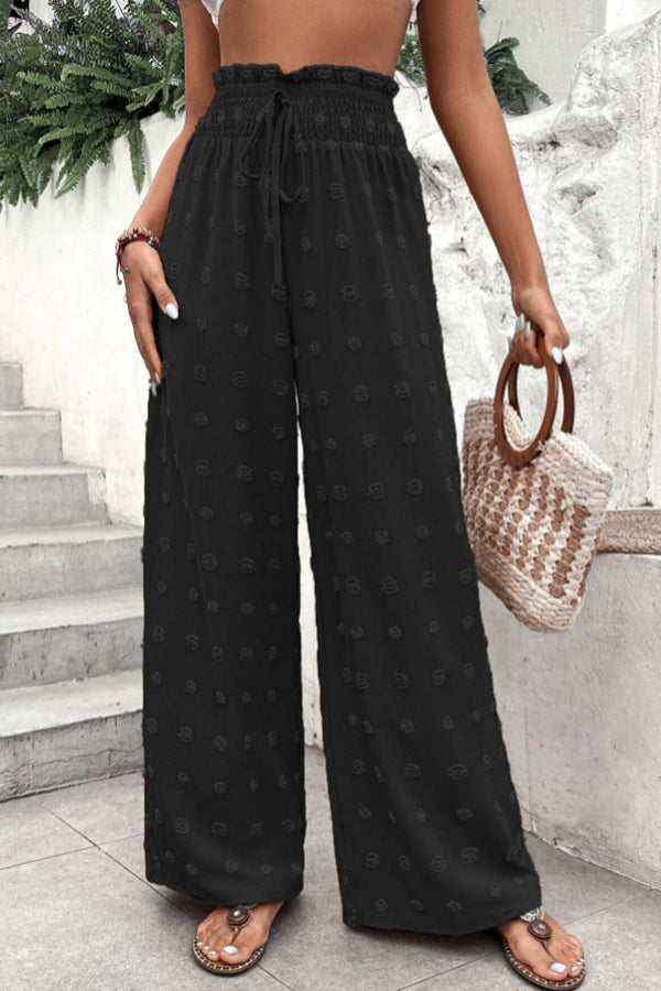 Pantalón jacquard de talle alto y pernera ancha