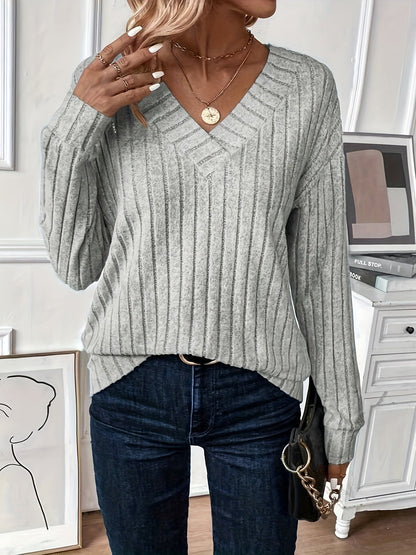 Jaydee - Elegante jersey de cuello de pico para mujer