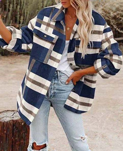 Sobrecamisa rústica de cuadros para mujer