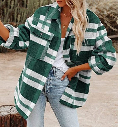 Sobrecamisa rústica de cuadros para mujer