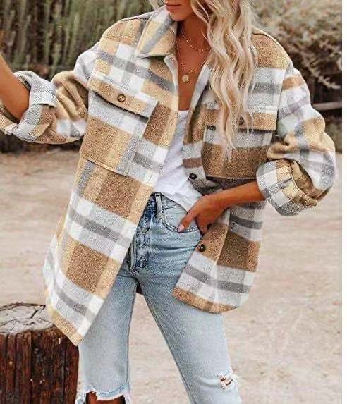 Sobrecamisa rústica de cuadros para mujer