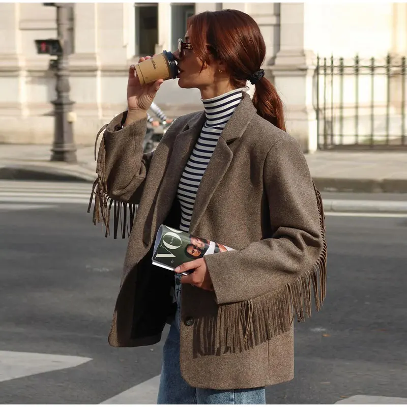 Blazer con cuello de solapa para mujer