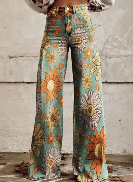 Pantalones anchos con estampado de colores
