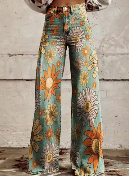 Pantalones anchos con estampado de colores