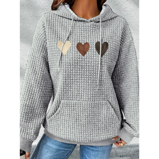 Mila - Sudadera con capucha estampada en forma de corazón para mujer