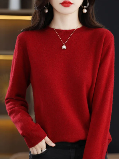 Jersey informal con cuello redondo y mangas largas para un look relajado