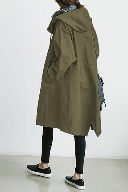 Chaqueta impermeable con capucha de gran tamaño para mujer