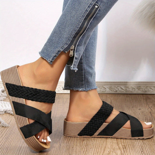 Irma® | Sandalias de tacón de cuña para mujer con tiras trenzadas