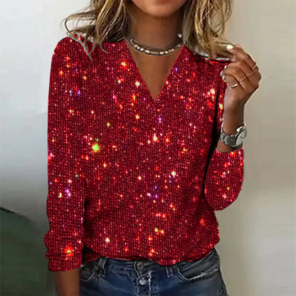 Priscilla | Jersey con cuello en V brillante