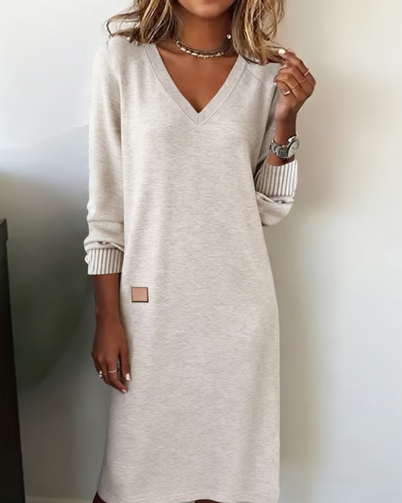 Damska Sukienka Midi V-Neck