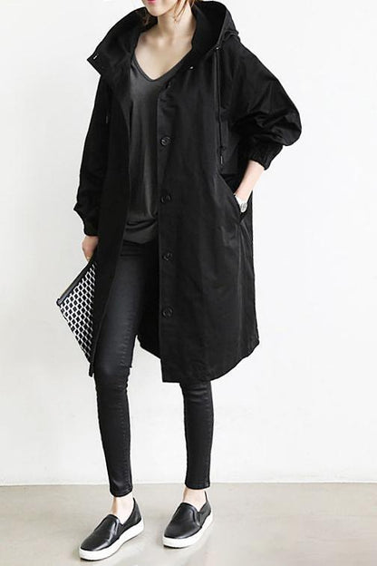 Chaqueta impermeable con capucha de gran tamaño para mujer