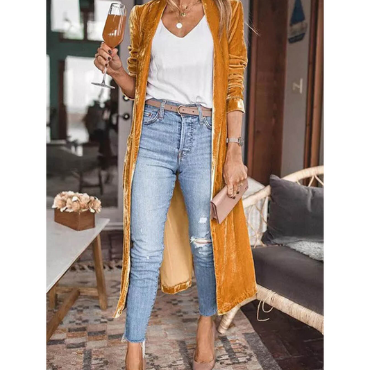 Chaqueta larga elegante para mujer