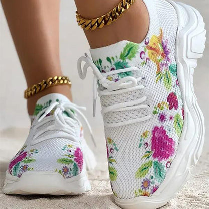 Zapatillas ortopédicas con estampado floral y cierre de cordones